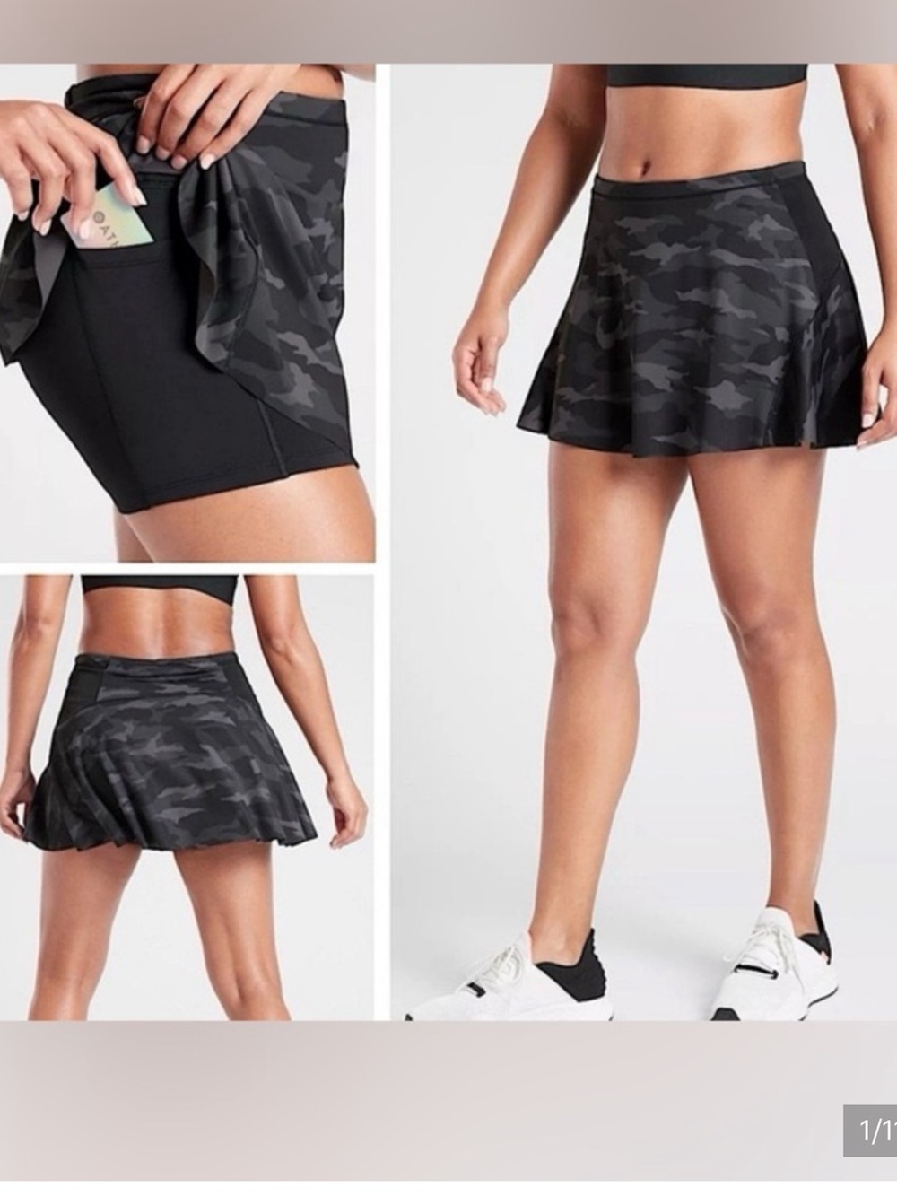 Athleta Women’s Camo Match Point Black Gray Skort Size Small
